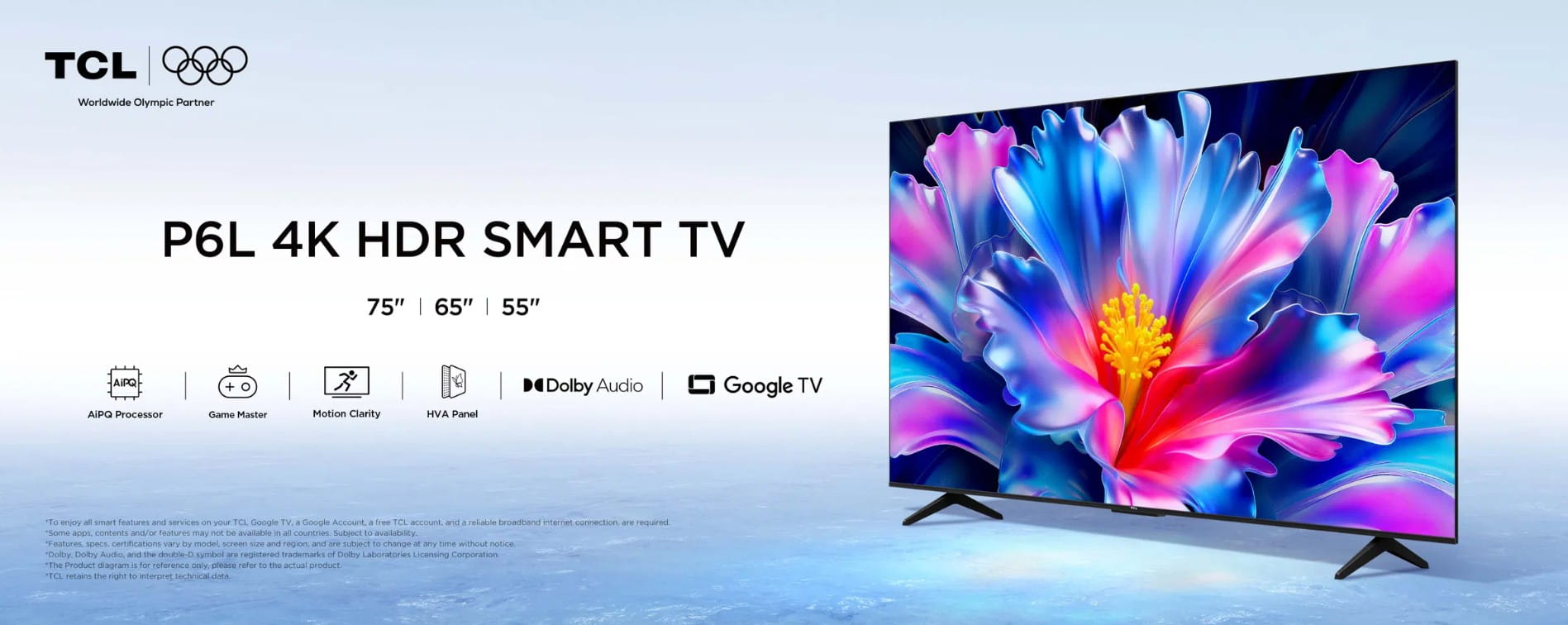 TV TCL P6L 55 pouces 4K UHD Smart Google fiche technique